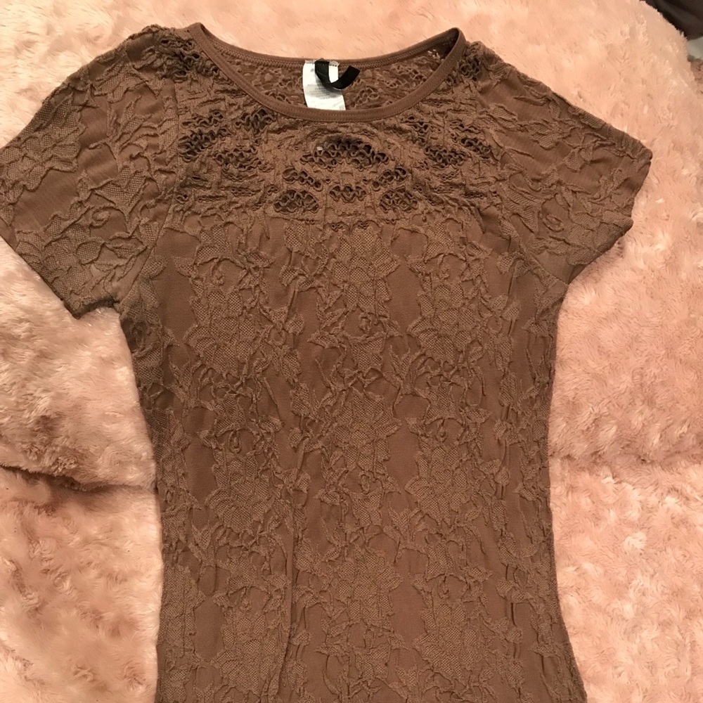 Brown long short sleeved top💋